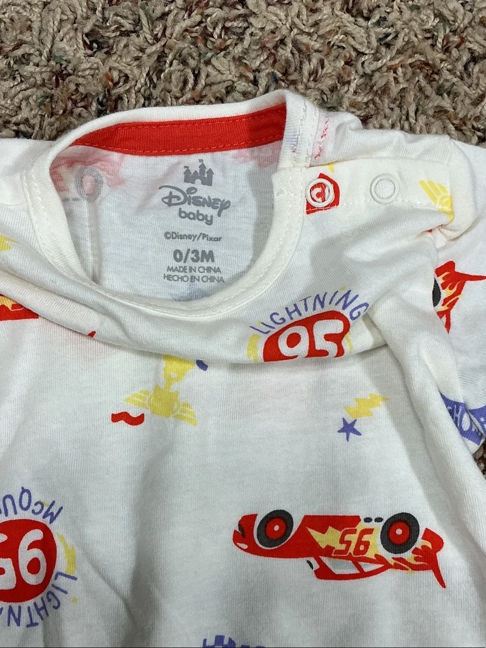 Lightning McQueen 0/3 months 2 pc overalls set NWT